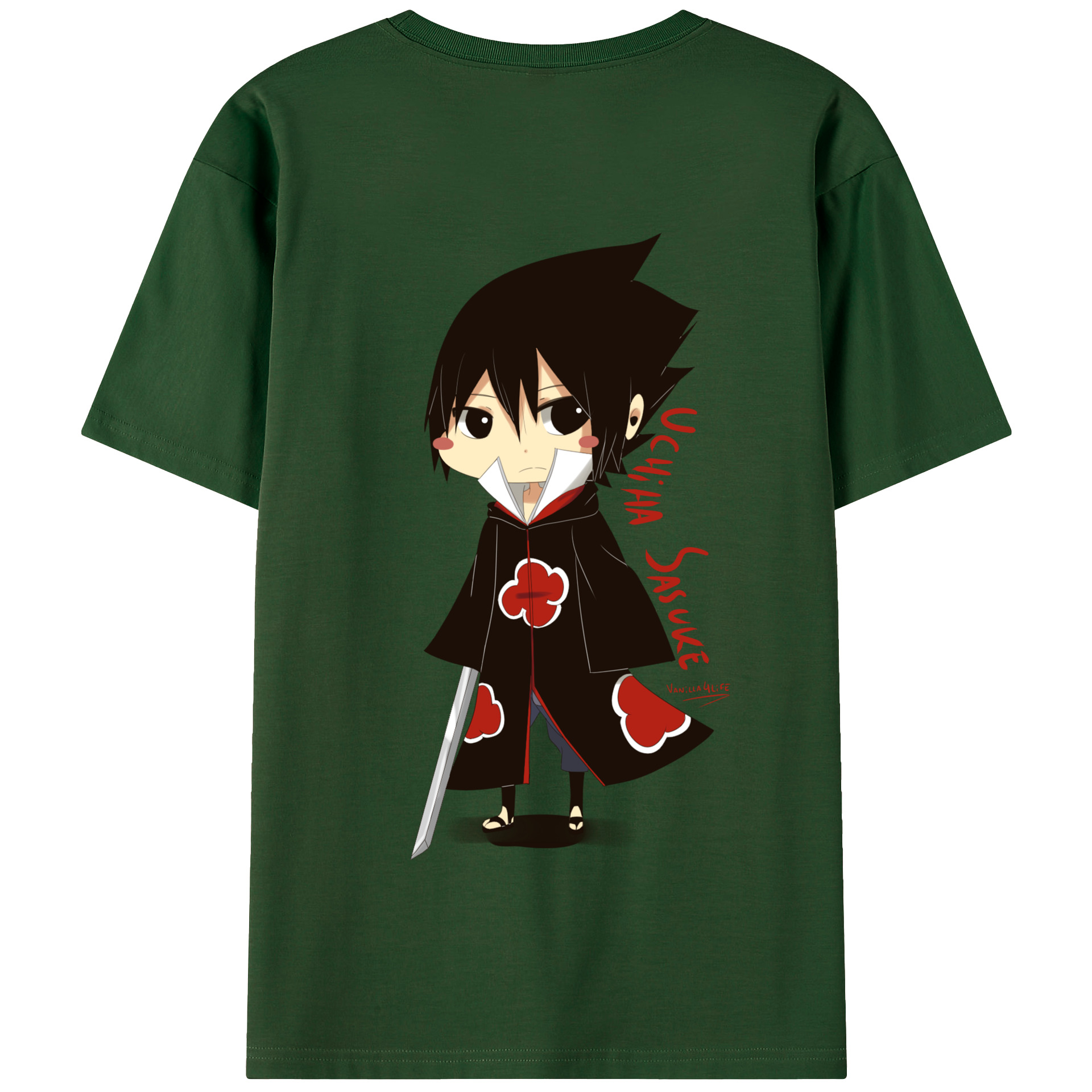 （画像用） NARUTO -ナルト- うちは サスケ Uchiha Sasuke 綿100％半袖Tシャツ（背面プリント）